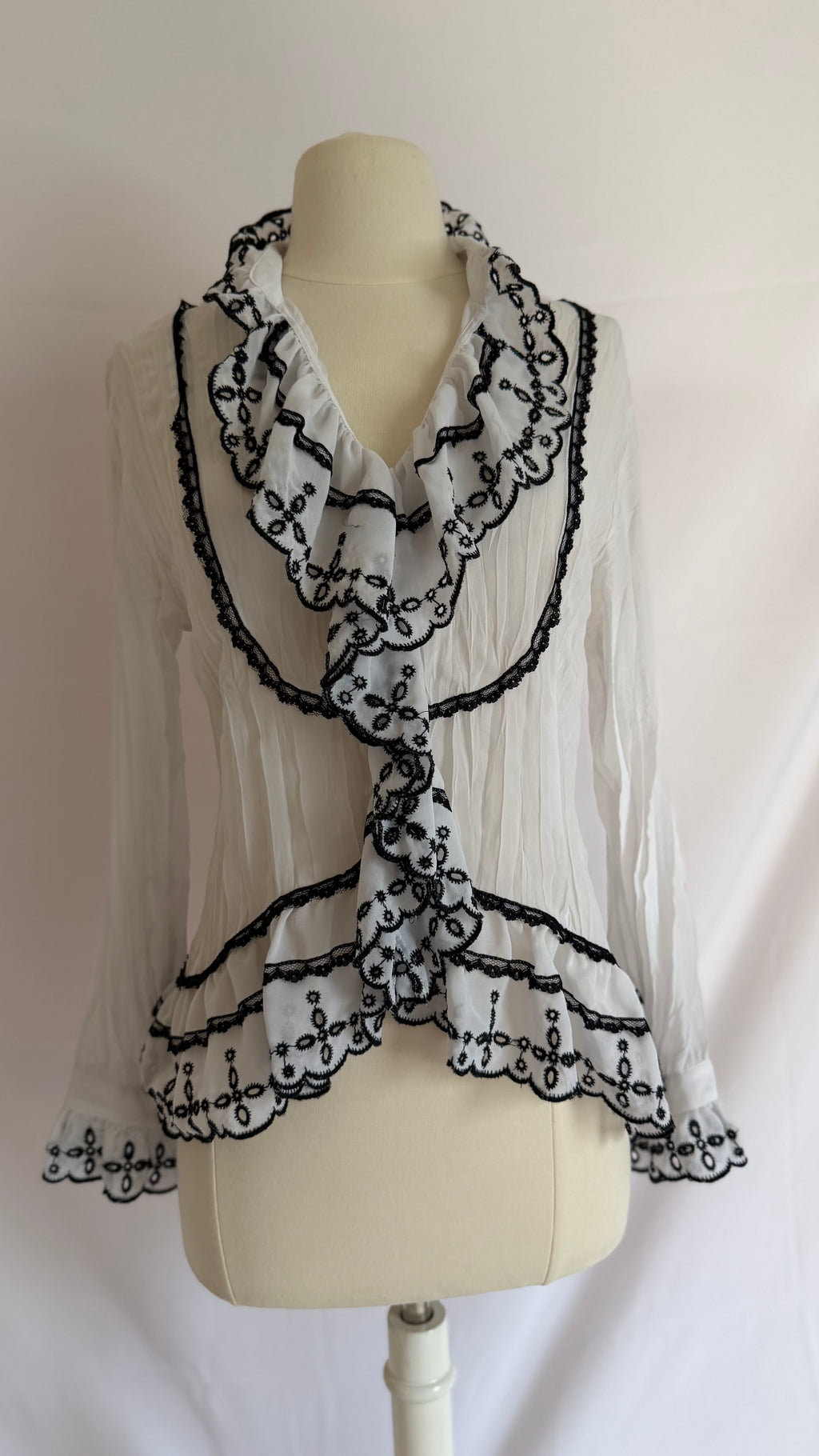 Black & White Lace Detail Blouse