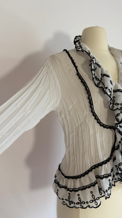 Black & White Lace Detail Blouse