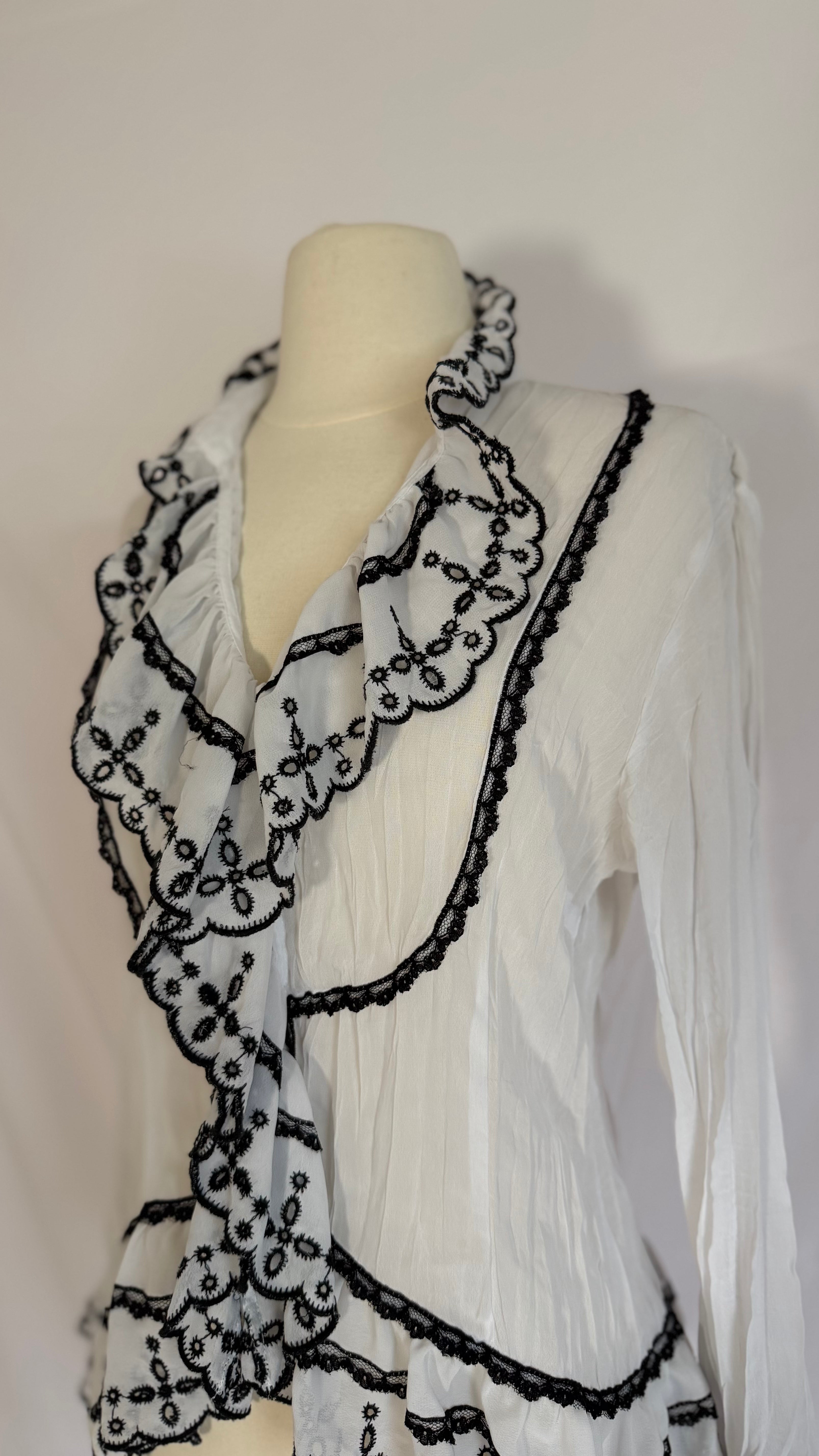 Black & White Lace Detail Blouse