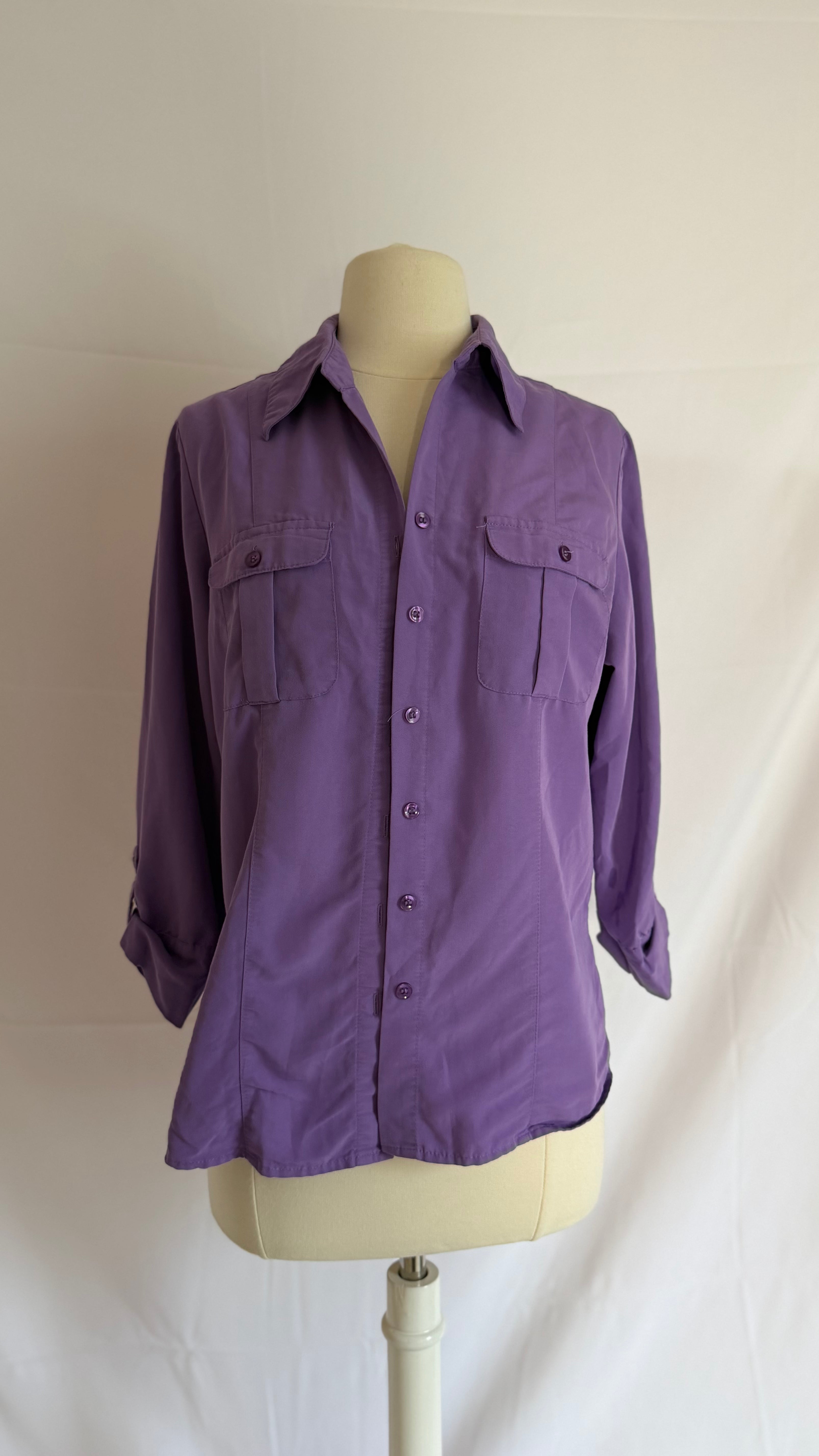 Royal Purple Everyday Button Blouse