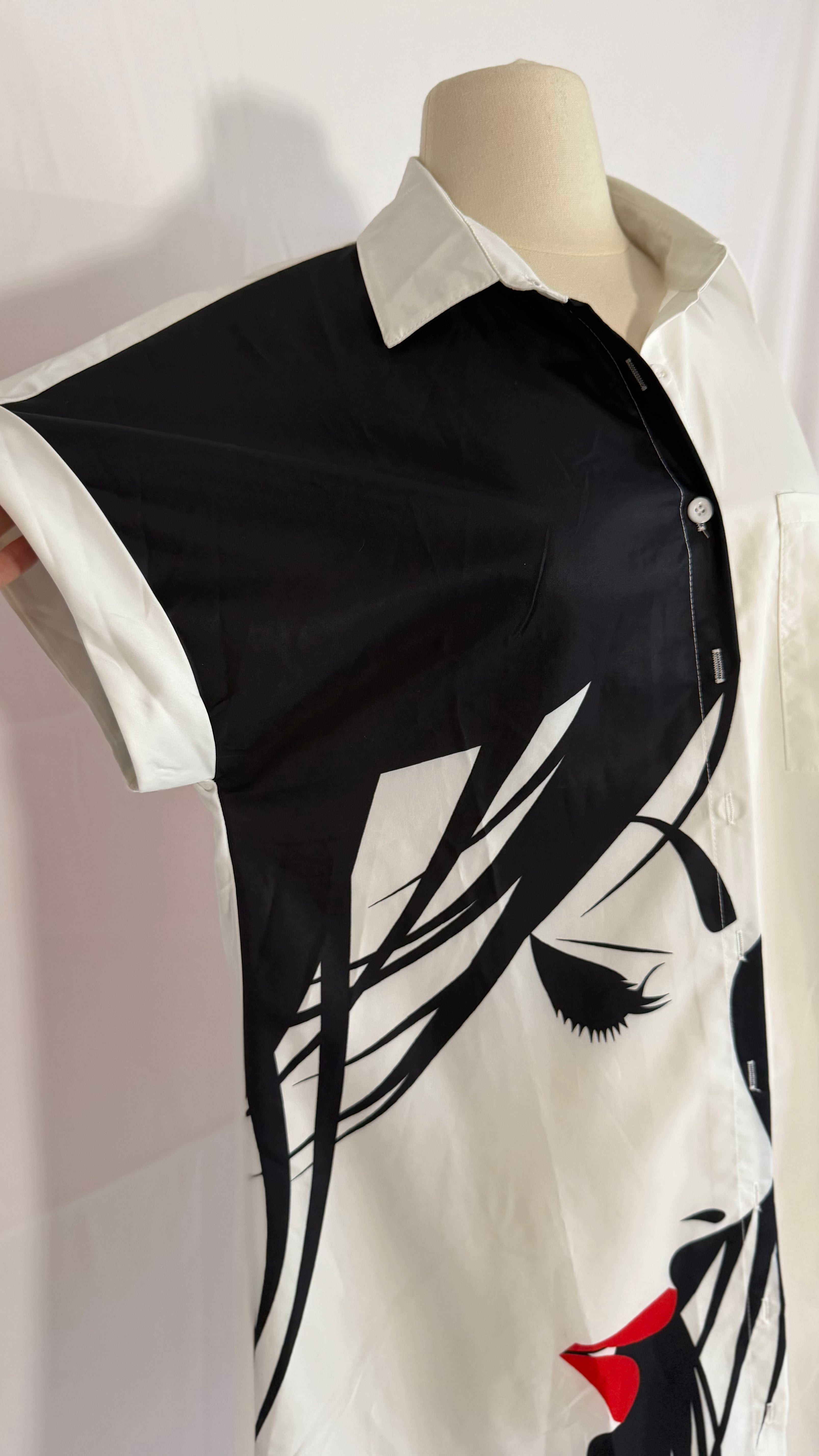 Chic Art Print Shirt Dress