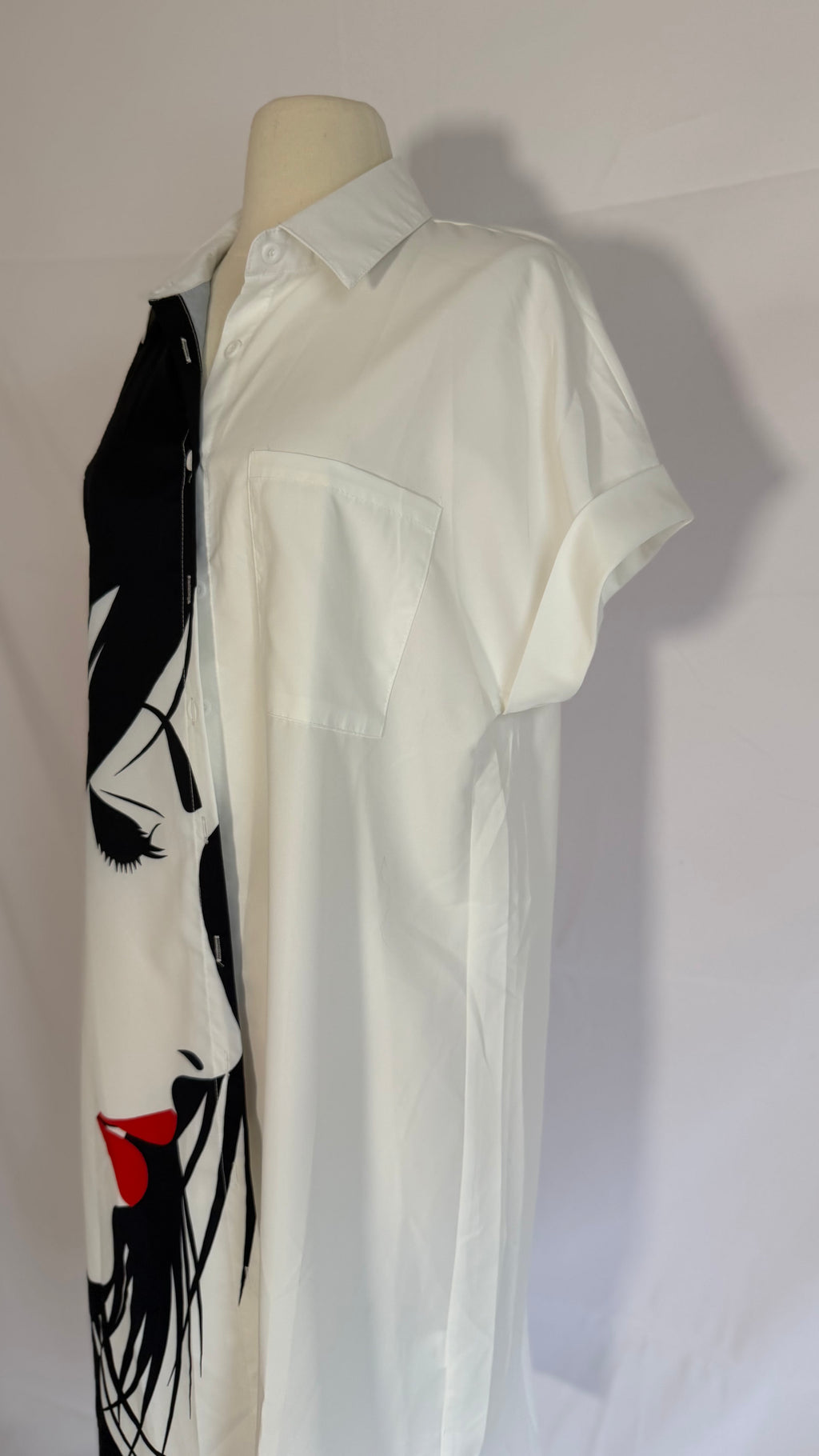 Chic Art Print Shirt Dress