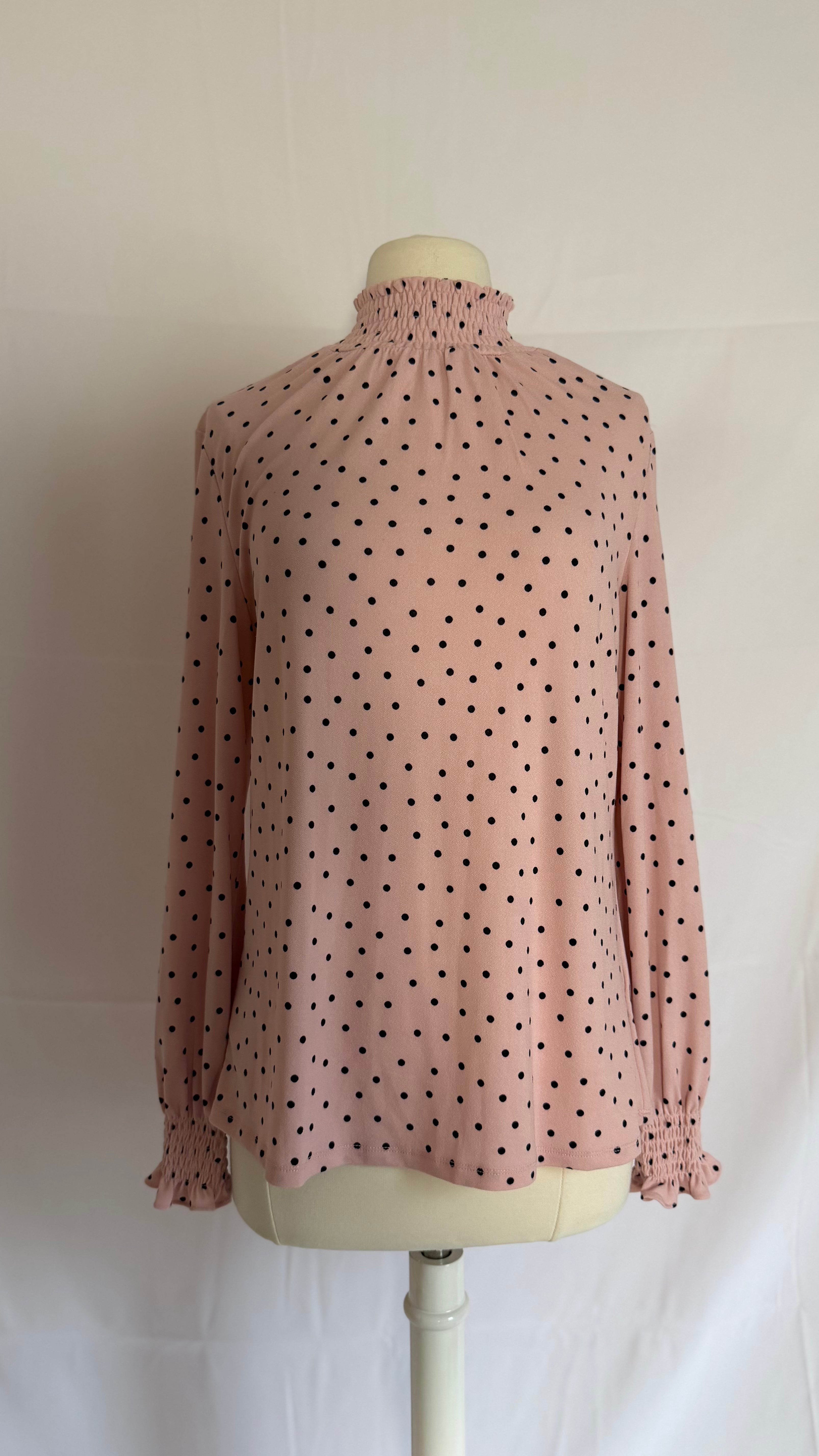 Sweet Pink Polka Dot Flowy Blouse