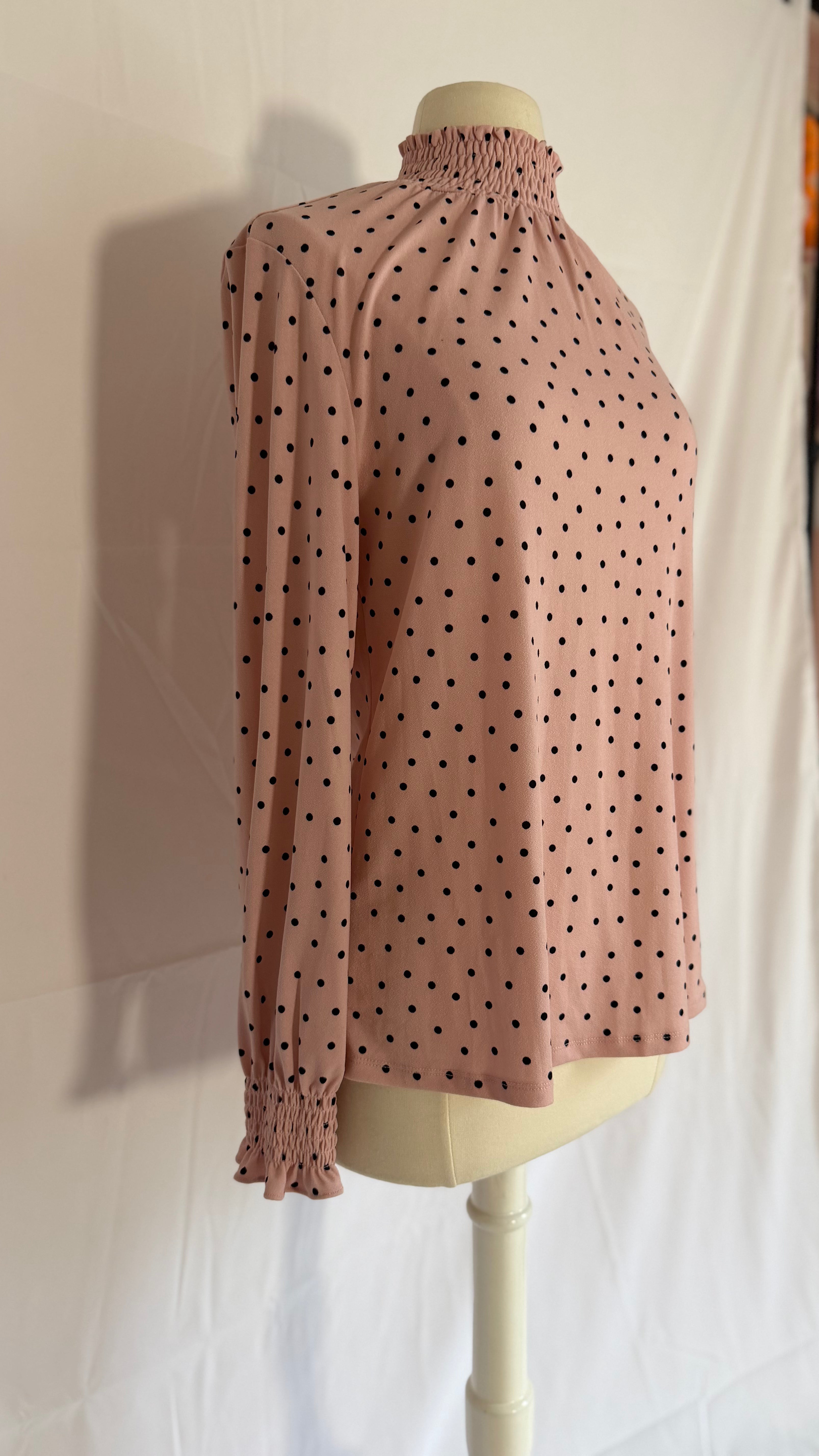 Sweet Pink Polka Dot Flowy Blouse