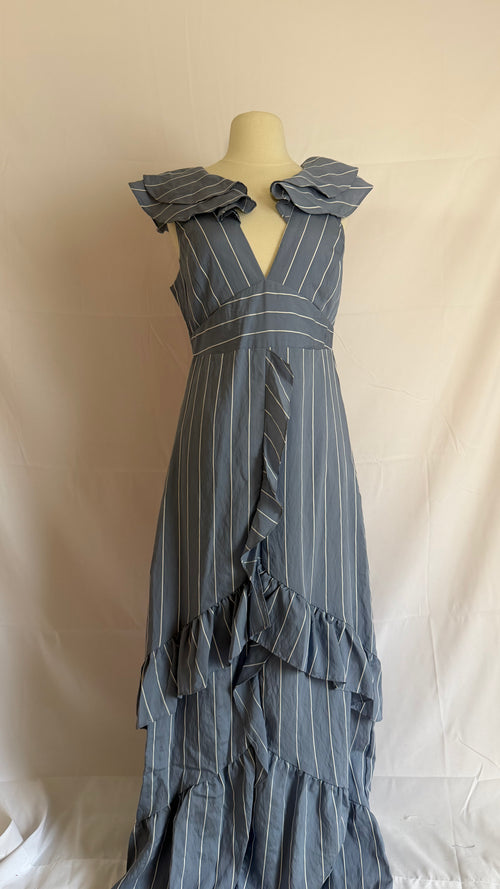 Blue Breeze Striped Maxi Dress