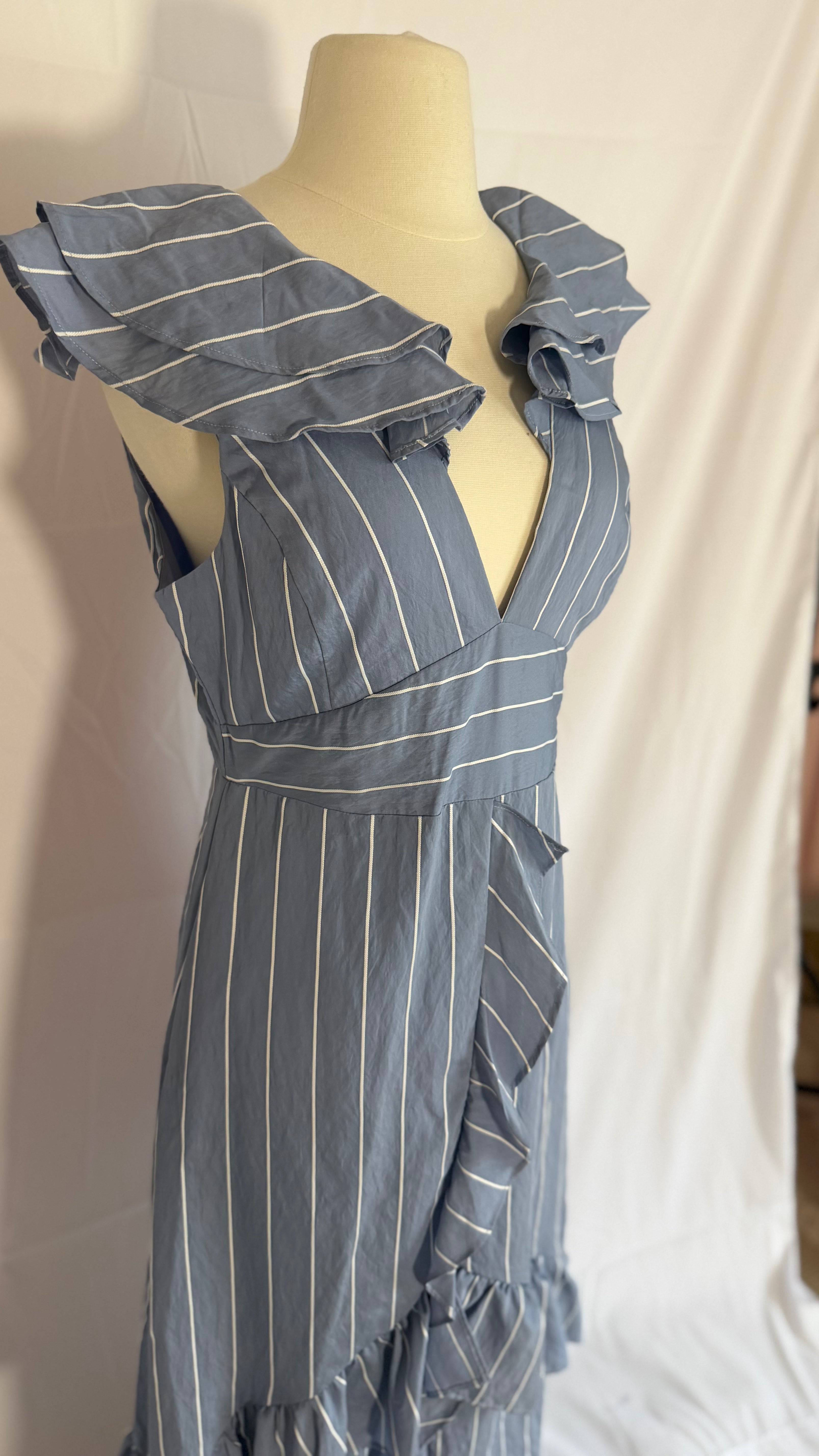 Blue Breeze Striped Maxi Dress